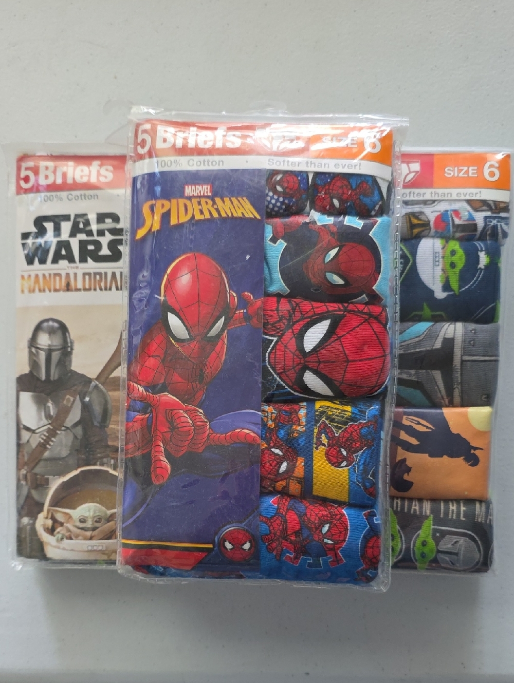 3 Packs Total. 10 Pairs Of Mandolorian And 5 Pairs Of Spiderman.